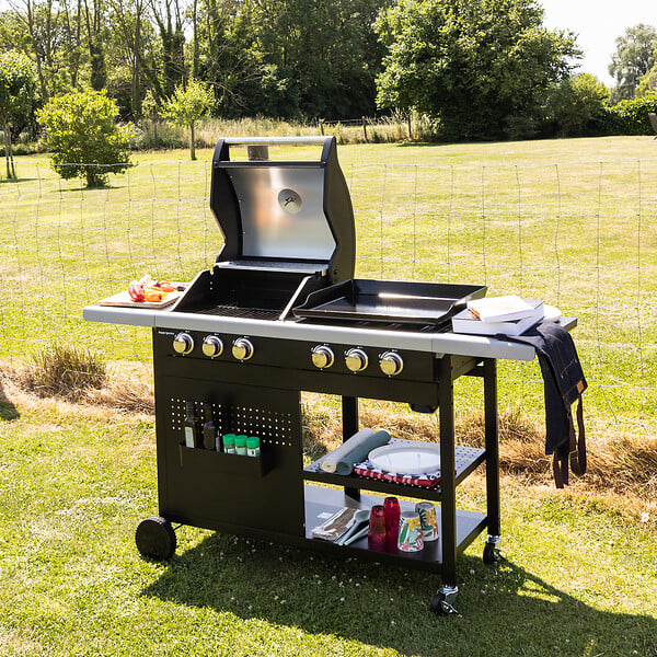 HAPPY GARDEN - Barbecue duo au gaz VESUVIO - 3 brûleurs + plancha 3 brûleurs - large