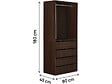 HABITAT ET JARDIN - Armoire avec 4 tiroirs et 1 penderie "Opéra" - 80 x 45 x 180 cm - Marron - vignette
