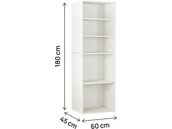 HABITAT ET JARDIN - Armoire avec 5 étagères "Opéra" - 60 x 45 x 180 cm - Blanc - large