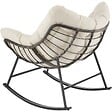 TECTAKE - Fauteuil à bascule rembourré motif matelassé beige structure en acier thermolaqué tressage rotin 93 x 99,5 x 89 cm - vignette