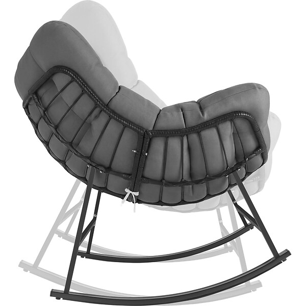 TECTAKE - Fauteuil à bascule rembourré avec motif matelassé gris anthracite en acier thermolaqué rotin robuste élégant - large