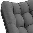 TECTAKE - Fauteuil à bascule rembourré avec motif matelassé gris anthracite en acier thermolaqué rotin robuste élégant - vignette