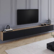 ID MARKET - Meuble TV 270 cm suspendu ELIO 3 portes bois et noir - vignette