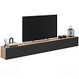 ID MARKET - Meuble TV 270 cm suspendu ELIO 3 portes bois et noir - vignette