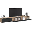 ID MARKET - Meuble TV 270 cm suspendu ELIO 3 portes bois et noir - vignette