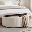 TECTAKE - Banc rembourré en bouclé crème moon avec grand espace rangement capacité charge 150 kg 108 x 48 x 40 cm - vignette