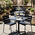OVIALA - Ensemble table 70 cm et 2 chaises de jardin en métal noir - Palavas - vignette