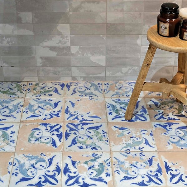 RO'MA NATURE - Carrelage Vintage Bleu Leptis 45x45x0,95 cm Solvera - Sol et mur intérieur (vendu par carton de 1 m²) - large