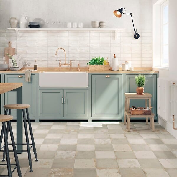 RO'MA NATURE - Carrelage Vintage effet Carreau ciment Gris Damier 45x45x0,95 cm Rosaria - Sol et mur intérieur (vendu par carton de 1 m²) - large