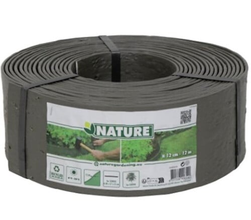 NATURE - Bordure jardin Grise PE-PP recyclé surface texturée épaisseur 5mm H12cmx12m - large