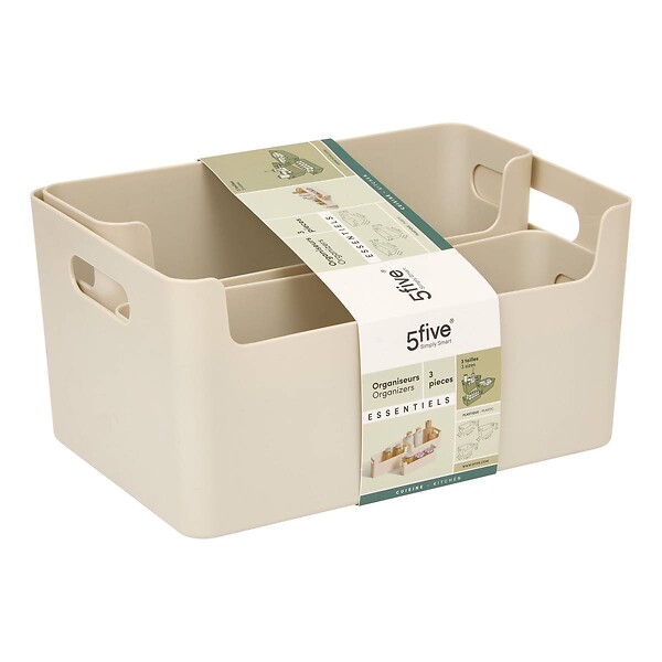 5 FIVE SIMPLY SMART - Organiseur Essentiels L25,4/25,5/26,3cm beige 3 pièces - large