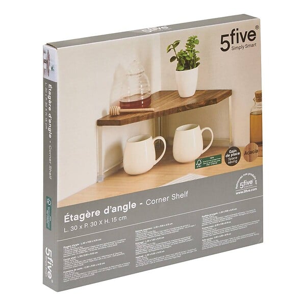 5 FIVE SIMPLY SMART - Etagère angle 1 niveau Acacia beige - large