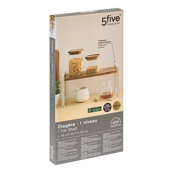 5 FIVE SIMPLY SMART - Etagère 1 niveau Acacia beige et bois - large