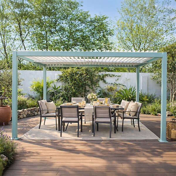 CONCEPT USINE - Pergola bioclimatique 4x3m structure aluminium lames orientables verte CORFU - large