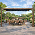 CONCEPT USINE - Pergola bioclimatique 4x3m structure aluminium lames orientables effet bois CORFU - vignette