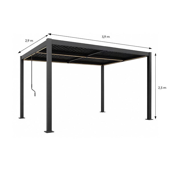 CONCEPT USINE - Pergola bioclimatique à LED 4x3m structure aluminium lames orientables CORFU - large