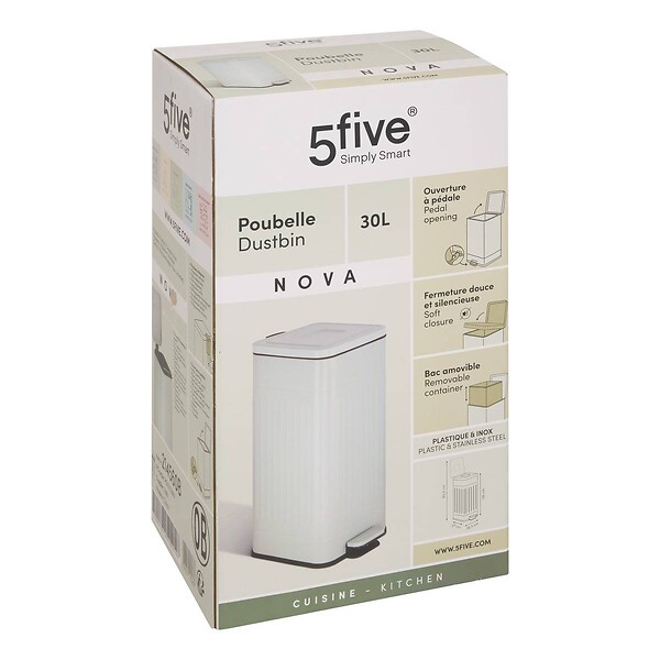 5 FIVE SIMPLY SMART - Poubelle Nova avec Pedale 30L Vert Celadon 35x27x58 cm - large