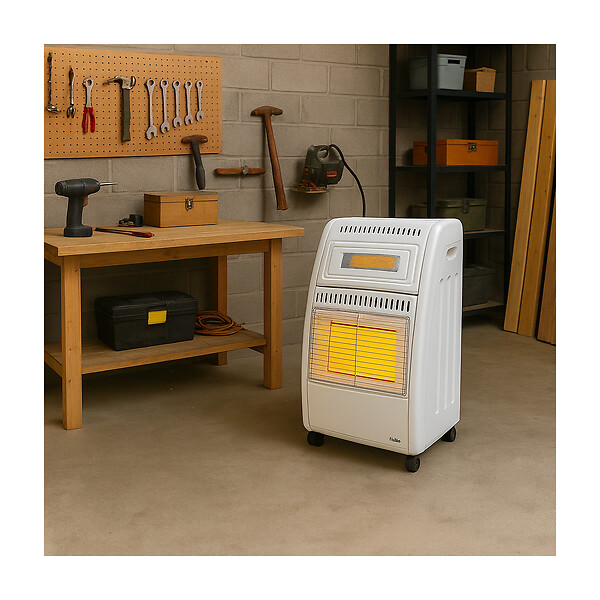 INTEC - Poêle à gaz 5700W Chauffage d'appoint Hybride Gaz et Électrique 20-100 m² - Piezo KOMBI LINE - large