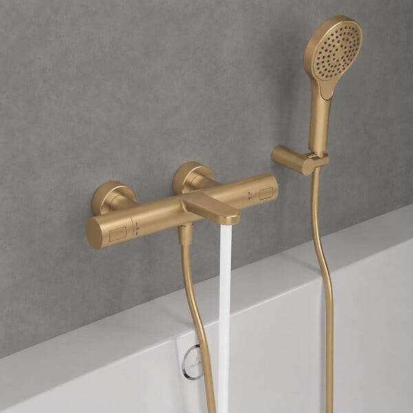 VILLEROY ET BOCH - Mitigeur bain douche thermostatique  Universal rond Or brossé - large
