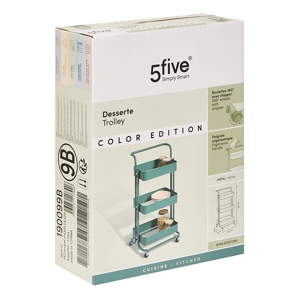 5 FIVE SIMPLY SMART - Desserte Color edition 3 niveaux 45x36,5x86cm vert - large