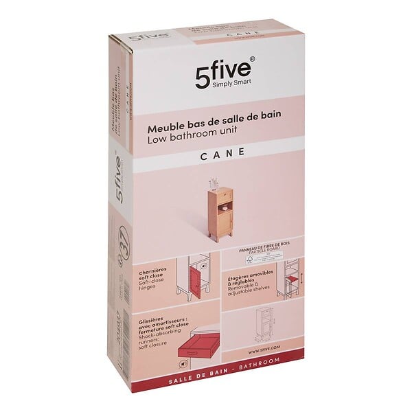 5 FIVE SIMPLY SMART - Meuble bas 1 porte 1 niveau Cane marron - large