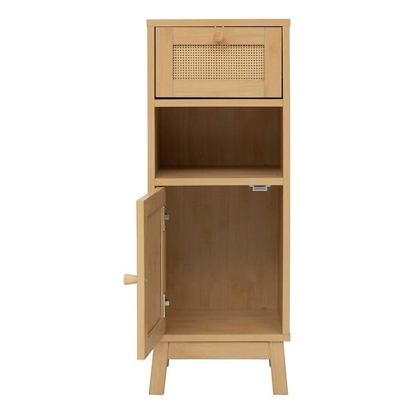 5 FIVE SIMPLY SMART - Meuble bas 1 porte 1 niveau Cane marron - large
