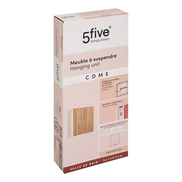 5 FIVE SIMPLY SMART - Meuble haut 2 portes Come bois et effet marbre - large