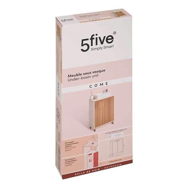 5 FIVE SIMPLY SMART - Meuble sous-lavabo Come 2 portes bois et effet marbre - large