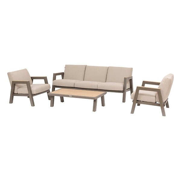HESPERIDE - Salon de jardin "Axiome" 5 places beige et praline - large