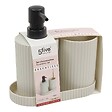 5 FIVE SIMPLY SMART - Lot distributeur de savon et gobelet strié beige - vignette
