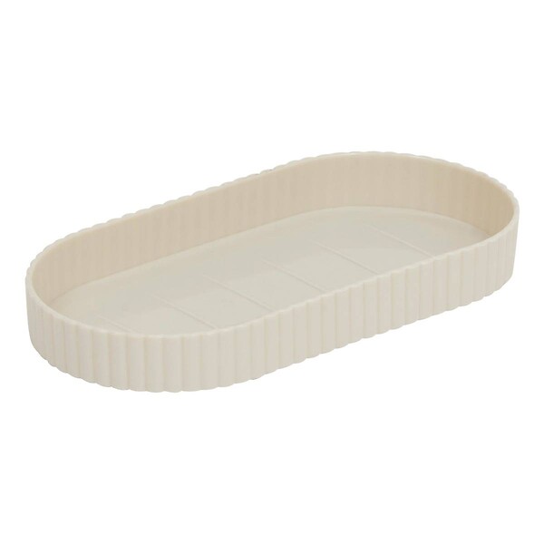 5 FIVE SIMPLY SMART - Lot distributeur de savon et gobelet strié beige - large