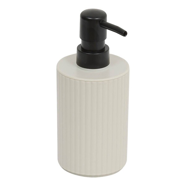 5 FIVE SIMPLY SMART - Lot distributeur de savon et gobelet strié beige - large