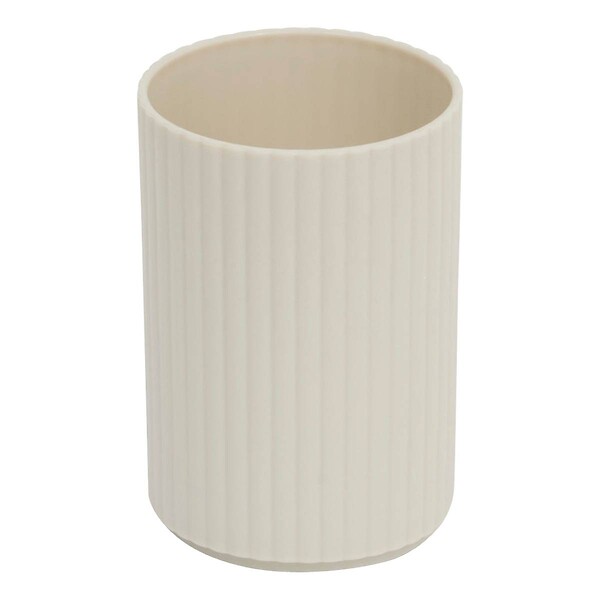 5 FIVE SIMPLY SMART - Lot distributeur de savon et gobelet strié beige - large