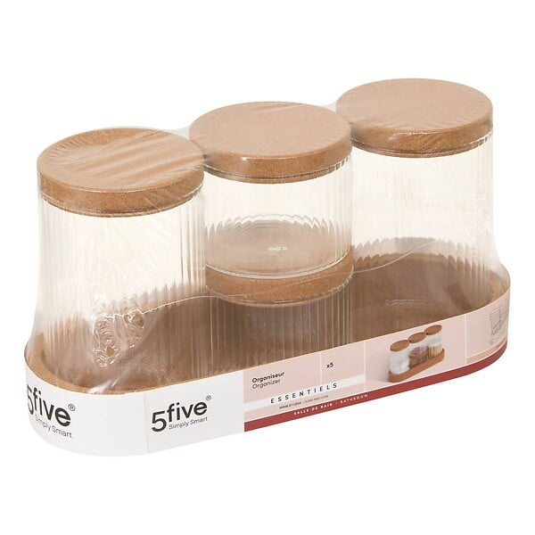 5 FIVE SIMPLY SMART - Lot de 4 organiseurs en verre avec support liège - large