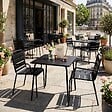 OVIALA - Ensemble table de jardin carrée et 2 fauteuils acier 70 cm noir - Palavas - vignette