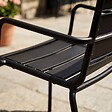 OVIALA - Ensemble table de jardin carrée et 2 fauteuils acier 70 cm noir - Palavas - vignette