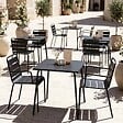 OVIALA - Ensemble table de jardin carrée et 2 fauteuils acier gris - Palavas - vignette