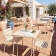 OVIALA - Ensemble table de jardin carrée et 2 fauteuils acier ivoire - Palavas - vignette