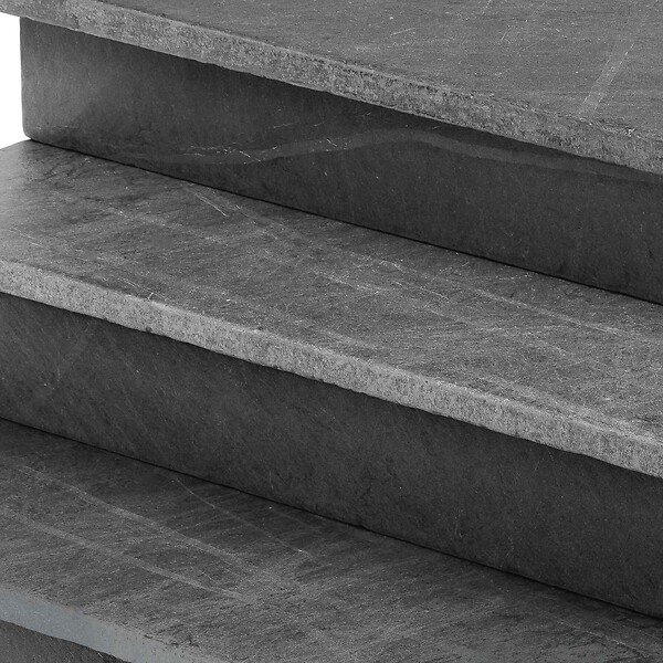 RO'MA NATURE - Dessus de marche Ardoise Noire Vieillie 100x30x3 cm Bord Droit (à l'unité) - large