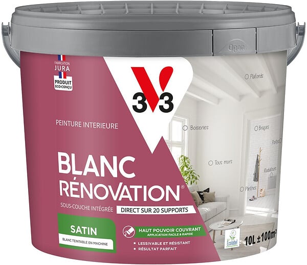 V33 PEINTURE - Peinture intérieure Blanc Rénovation - Blanc - 10L - large