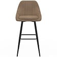 ID MARKET - Lot de 4 tabourets de bar THALYA en velours cotelé taupe avec demi-accoudoirs - vignette