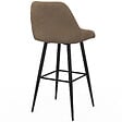 ID MARKET - Lot de 4 tabourets de bar THALYA en velours cotelé taupe avec demi-accoudoirs - vignette