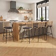 ID MARKET - Lot de 4 tabourets de bar SUMMER effet rotin pied métal noir - vignette