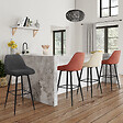 ID MARKET - Lot de 4 tabourets de bar THALYA en velours mix color gris foncé, terracotta x2, beige avec demi-accoudoirs - vignette