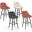 ID MARKET - Lot de 4 tabourets de bar THALYA en velours mix color gris foncé, terracotta x2, beige avec demi-accoudoirs - vignette