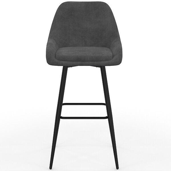 ID MARKET - Lot de 4 tabourets de bar THALYA en velours mix color gris foncé, terracotta x2, beige avec demi-accoudoirs - large