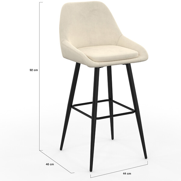 ID MARKET - Lot de 4 tabourets de bar THALYA en velours mix color gris foncé, terracotta x2, beige avec demi-accoudoirs - large