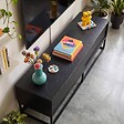 OVIALA - Meuble TV 2 portes rectangulaire L140 cm noir - Jasper - vignette