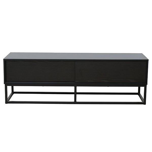 OVIALA - Meuble TV 2 portes rectangulaire L140 cm noir - Jasper - large