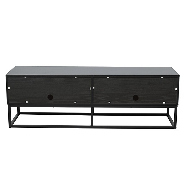 OVIALA - Meuble TV 2 portes rectangulaire L140 cm noir - Jasper - large